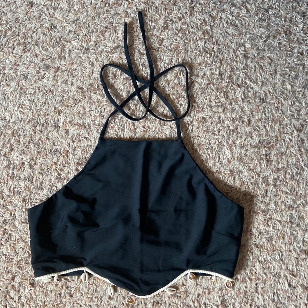 Forever 21 cropped top with seashell embellishments